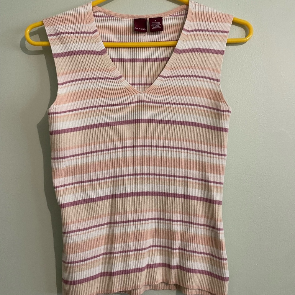 Merona Pink and Cream Striped Tank Top